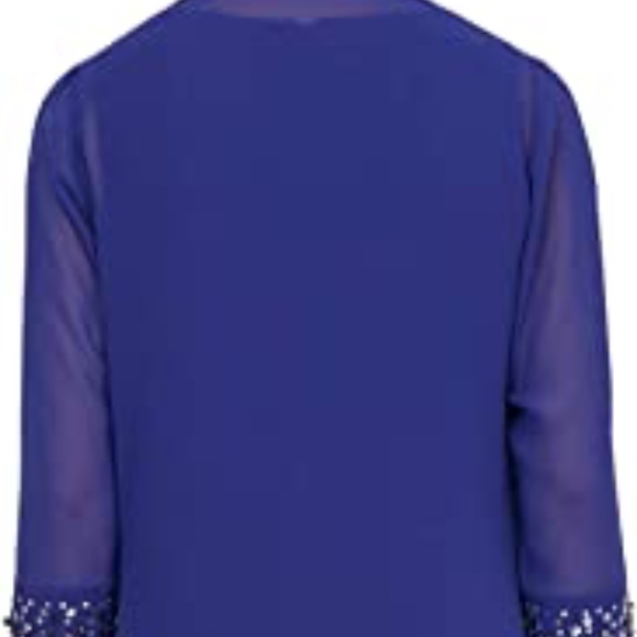 S.L. Fashions Women's Chiffon Tier Jacket Dress with Bead Neck Size 12 - Picture 3 of 4